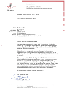 Brief van wethouder Sikkema d.d. 21 oktober 2014 inzake