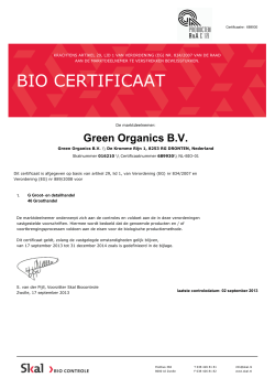 BIO CERTIFICAAT - Green Organics