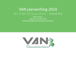 VAN Jaarwerking 2014 - Vlaams Apothekers Netwerk