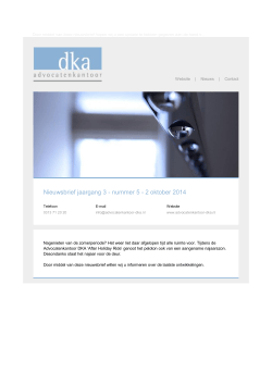 Nieuwsbrief oktober 2014 - Advocatenkantoor DKA BV