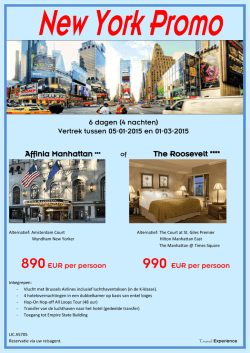 New York Promotie - Nu slechts € 890 pp voor 6 dagen