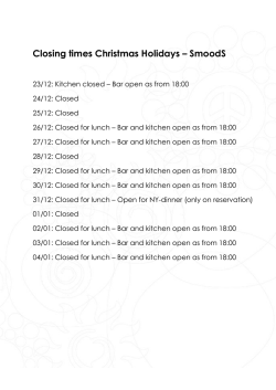 Closing times Christmas Holidays – SmoodS