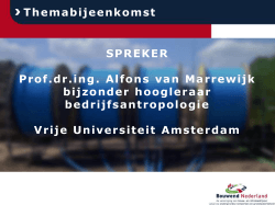 Themabijeenkomst SPREKER Prof.dr.ing. Alfons van Marrewijk