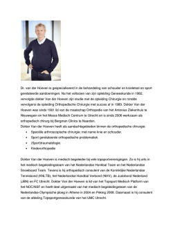 Dr. van der Hoeven is gespecialiseerd in de behandeling van