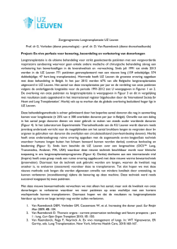 Zorgprogramma Longtransplantatie UZ Leuven Prof. dr G. Verleden