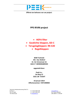 PPS RIVM project • HEPA filter • Gasdichte kleppen, GD