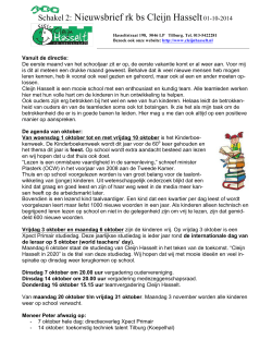Schakel 2: Nieuwsbrief rk bs Cleijn Hasselt01-10-2014