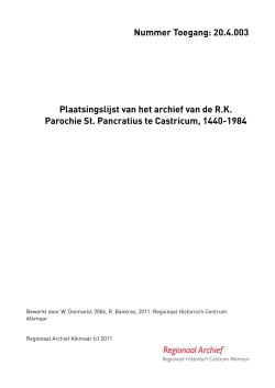 R.K. Parochie St. Pancratius te Castricum - Eerste