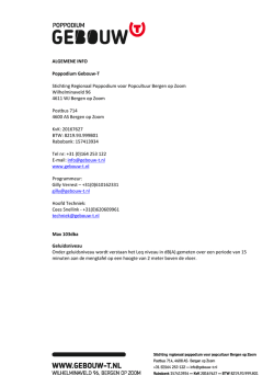 ALGEMENE INFO Poppodium Gebouw