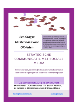 Eendaagse Masterclass voor de OR 23 september