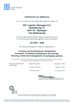 ISO 9001 - HSF Logistics