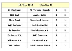 16 / 11 / 2014 Speeldag 11 SK Moelingen FC Torpedo Hasselt 2 0