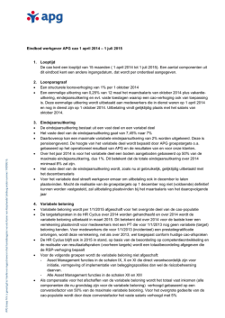 Eindbod werkgever APG cao 1 april 2014 &ndash; 1 juli 2015 1. Looptijd