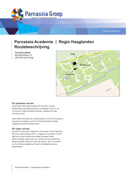 Parnassia Academie | Regio Haaglanden Routebeschrijving