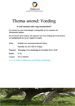Thema-avond: Voeding avond: Voeding avond: Voeding