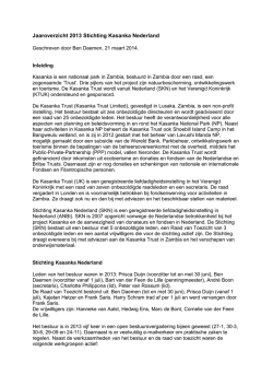Jaaroverzicht 2012 Stichting Kasanka Nederland