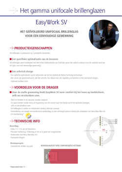 EasyWork SV Het gamma unifocale brillenglazen