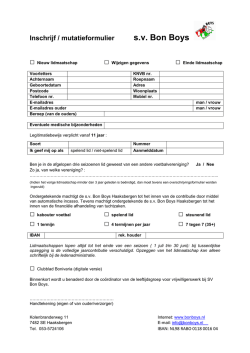 Inschrijf / mutatieformulier sv Bon Boys
