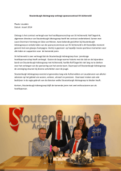 Stoutenburgh Adviesgroep verlengt sponsorcontract SV Achterveld