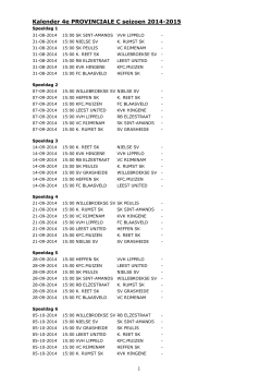 1 Kalender 4e PROVINCIALE C seizoen 2014-2015
