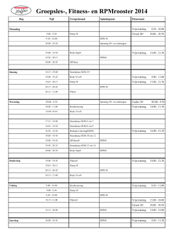 Rooster vanaf 1 september 2014