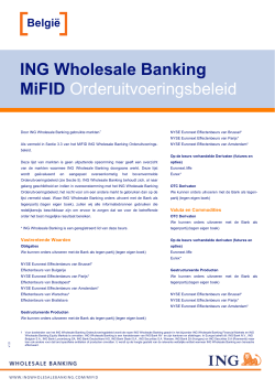 Overzicht van door ING Commercial Banking gebruikte