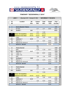 ITINERARY "SEZOENSRALLY 2014"