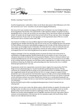 Inspraak Tuinders op commissie vergadering 30 jan