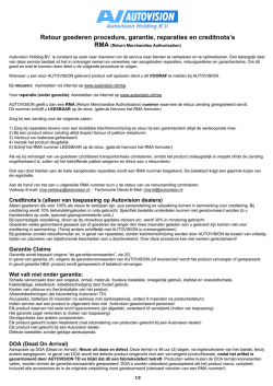 Retour goederen procedure, garantie, reparaties en