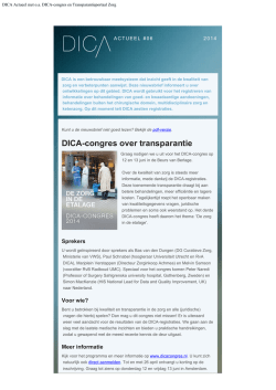 DICA Actueel met o.a. DICA-congres en Transparantieportaal Zorg