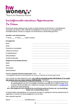Dit formulier graag volledig en juist invullen en tijdig