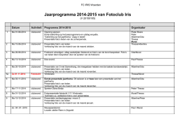 Jaarprogramma 2014-2015 van Fotoclub Iris
