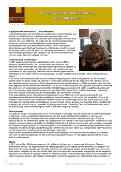 In gesprek met onderzoeker &hellip; Mary Mittelman In