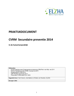 PRAKTIJKDOCUMENT CVRM Secundaire preventie 2014 In
