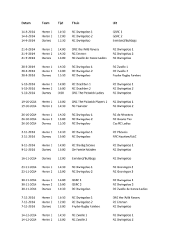 Datum Team Tijd Thuis Uit 14-9-2014 Heren 1 14:30 RC Dwingeloo