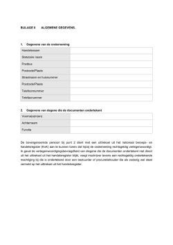 Bijlage II algemene gegevens advertentie 28 maart 2014