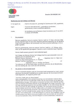 College van Beroep van de RCC 20 oktober 2014, RB 2236, dossier