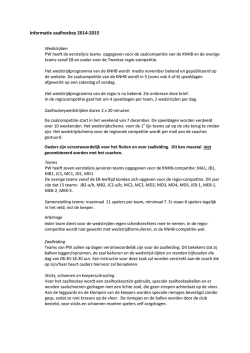 Informatie zaalhockey 2014-2015