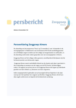 Reactie Zorggroep Almere