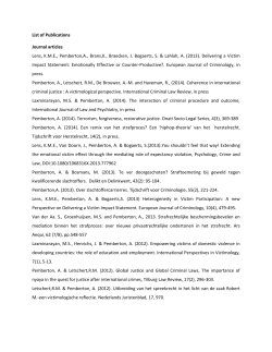 List of Publications Journal articles Lens, KME, Pemberton
