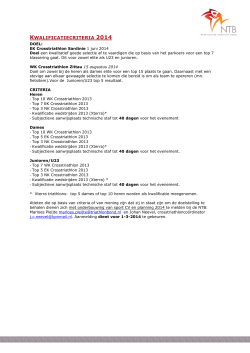KWALIFICATIECRITERIA 2014 - Nederlandse Triathlon Bond