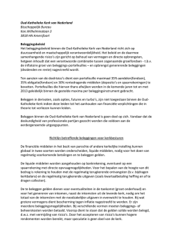Instructie voor Kerkbesturen inzake beleggingsbeleid