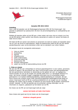 Jaarplan 2014 &ndash; 2015 MR CB De Kraanvogel oktober 2014