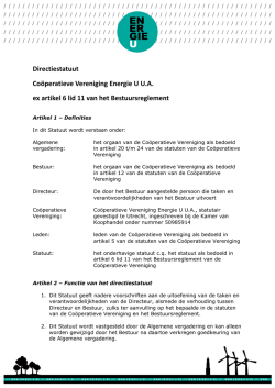 Directiestatuut Co&ouml;peratieve Vereniging Energie U U.A. ex artikel 6