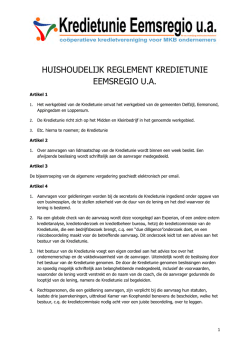 HUISHOUDELIJK REGLEMENT KREDIETUNIE EEMSREGIO U.A.