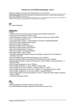CvE-lijst van niet-CROHO opleidingen Lijst A CW: Informatica: NW: