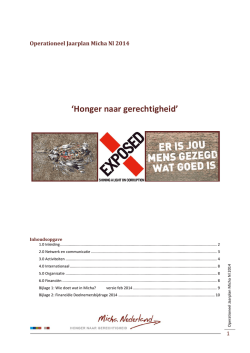Jaarplan 2014 - Micha Nederland