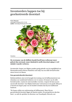 Financieel Dagblad 5-2-2014 Investeerders happen toe bij