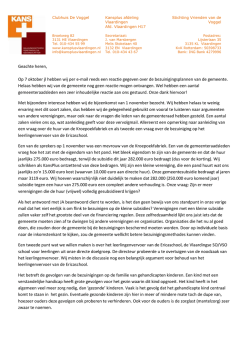 Geachte heren, Op 7 oktober jl hebben wij per e