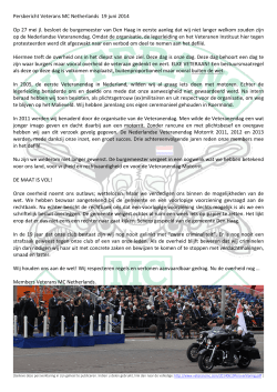 Persbericht Veterans MC Netherlands 19 juni 2014 Op 27 mei jl